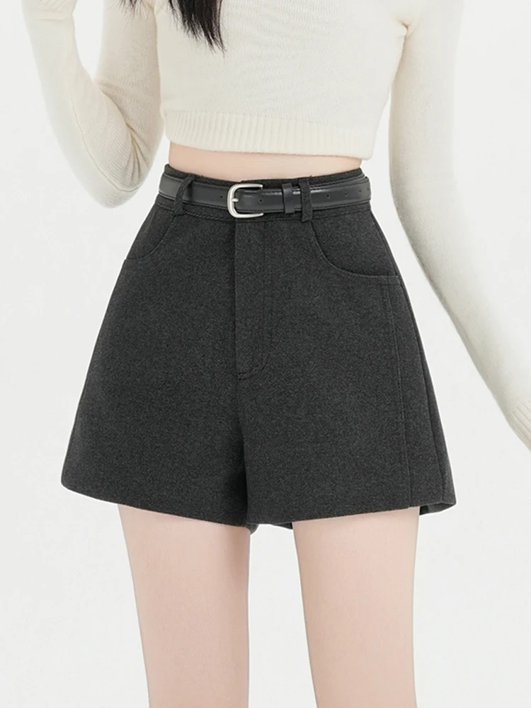 

Женские шерстяные брюки с высокой талией, повседневные, широкие, утягивающие, осенне-зимние, новые, свободного кроя, А-силуэт, для прогулок