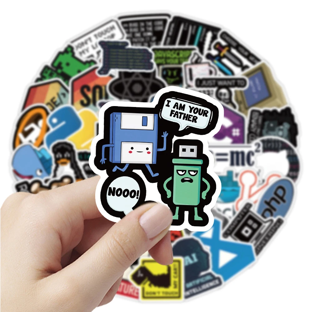 

10/30/60pcs Programming Stickers Cartoon Geek Python Java Internet Decal DIY Stationery Phone Luggage Funny Graffiti Sticker Toy