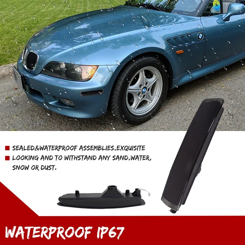 LED Car Front Bumper Side Marker Indicator Lights Turn Signal Driving Parking Light Housings NO Bulb For BMW Z3 M Coupe Roadster
