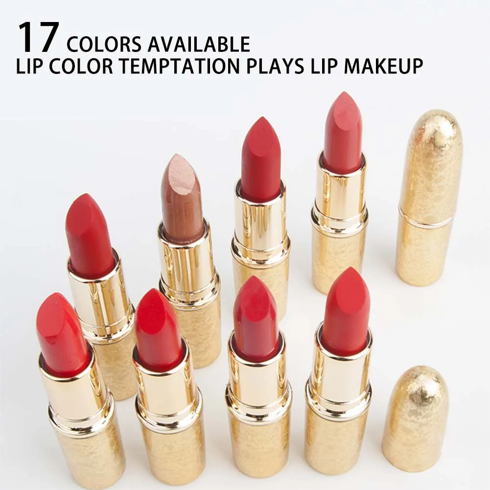 Makeup Gold Tube Small Lipstick Female Lovely Matte Shine Lipstick For Wedding Party