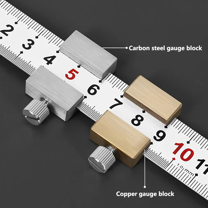 1/2Pcs Carbon Steel Ruler Limit Block Woodworking Angle Scriber Brass Locator Positioning Block Limit Ruler Gauge Carpentry Tool