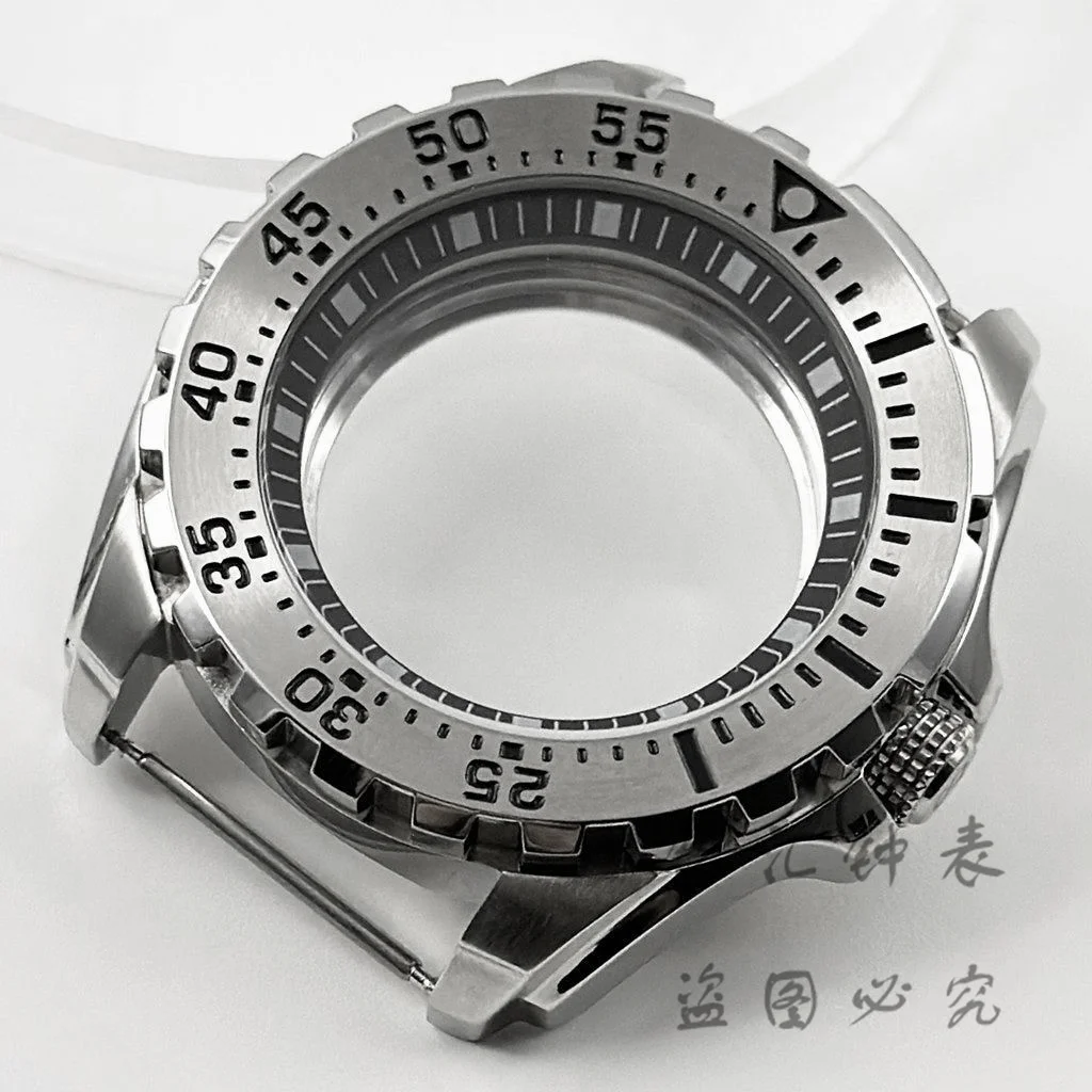 44MM Silver Stainless Steel Watch Case Orange Green Black Ring Watch Case Fit NH34 NH35 NH36 NH38 NH39 NH70 NH72 Movement