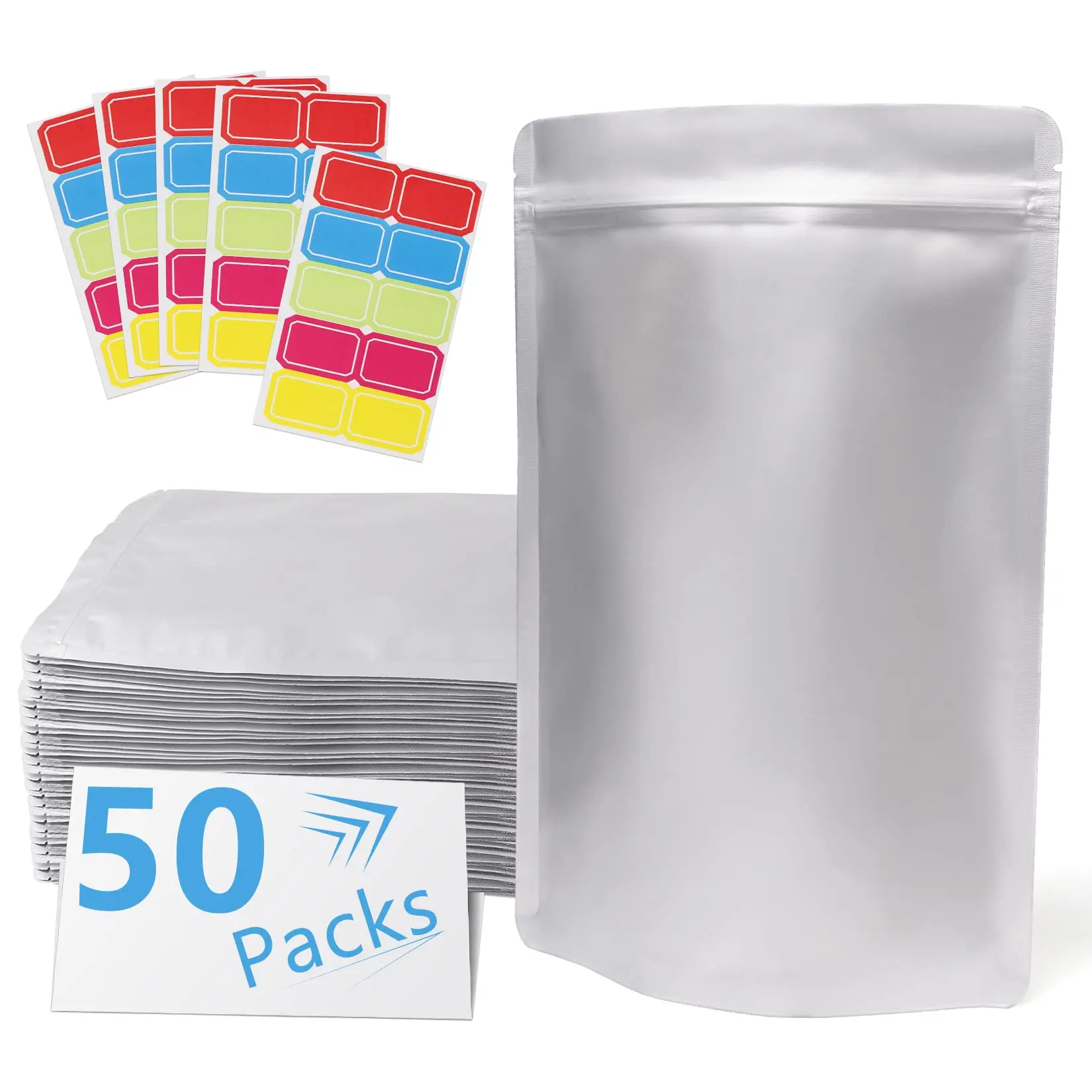 

50pcs Stand up Resealable Aluminum Foil Zip Lock Bag Heat Sealing Snack Cosmetics Beauty Coffee Seeds Corn Tea Packaging Pouches