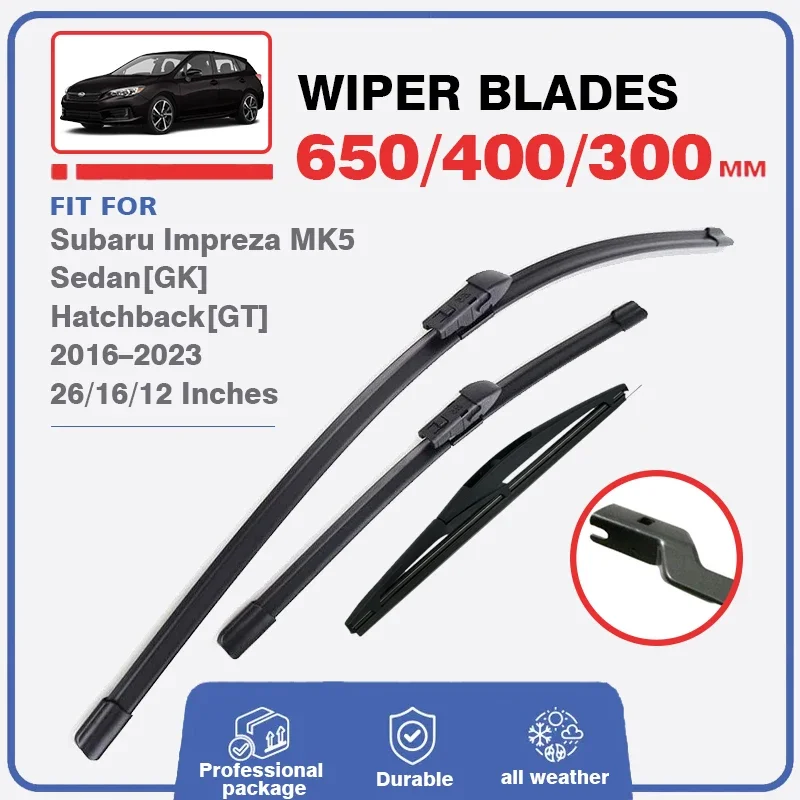 Wiper Blades Set For Subaru Impreza XV MK5 GK GT 2017 2018 2019 2020 2021 2022 2023 Front Rear Windshield Windscreen 26