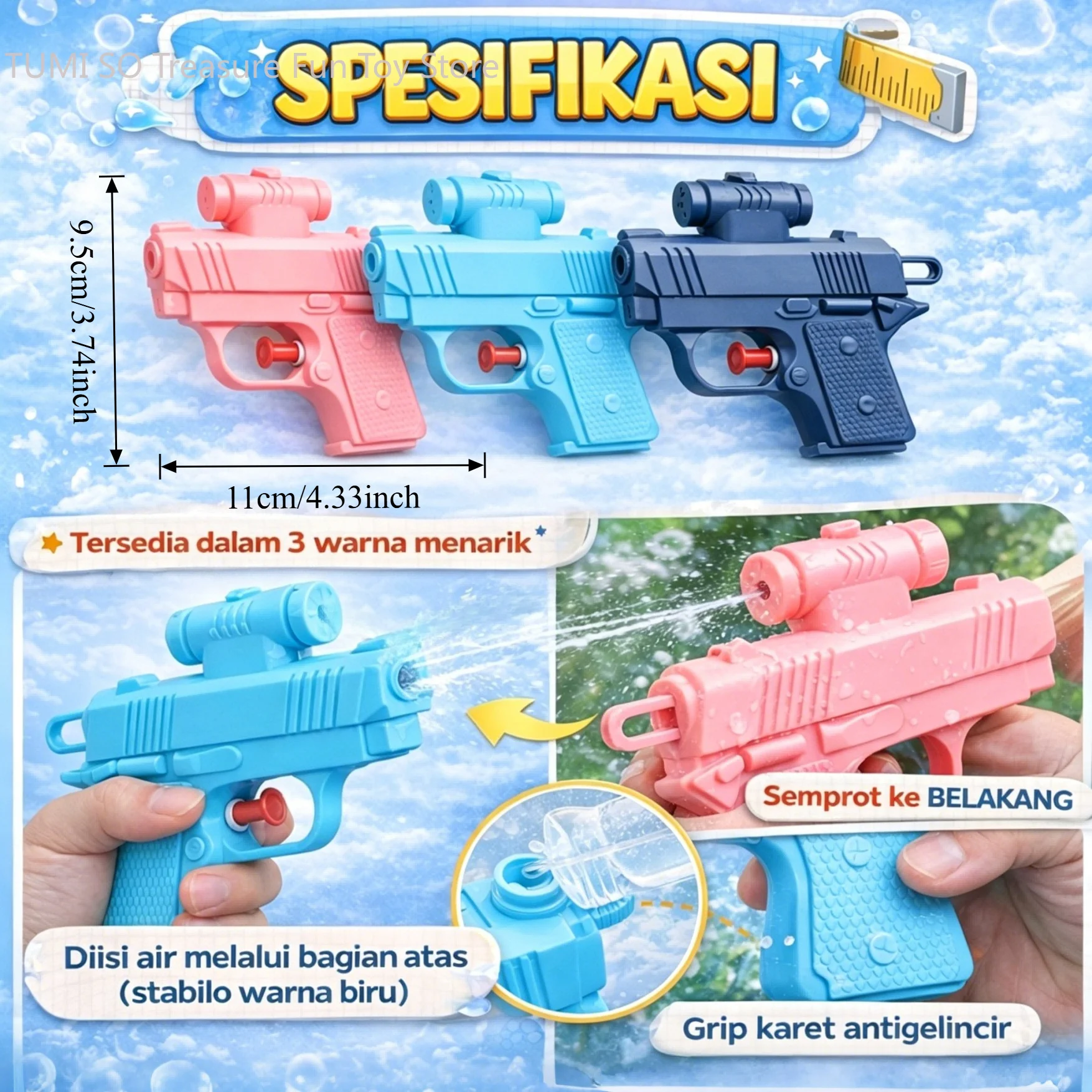 Reverse Spray Water Gun Prank Toy, Double Switch Dual Nozzle Mini Squirt Gun Portable Pocket Water Gun for Summer Pool Beach Fun