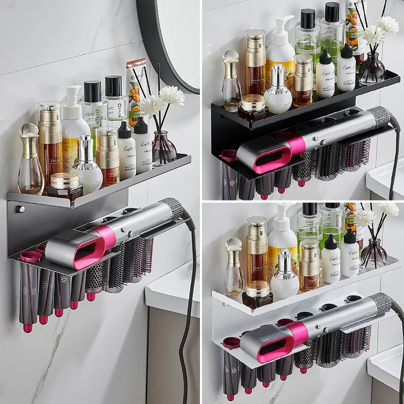 

Curling iron Holder Wall Mount Suitable For Dyson Airwrap Shelf Dryer And Hair Curler Holder Storage Rack Bathroom Stainless