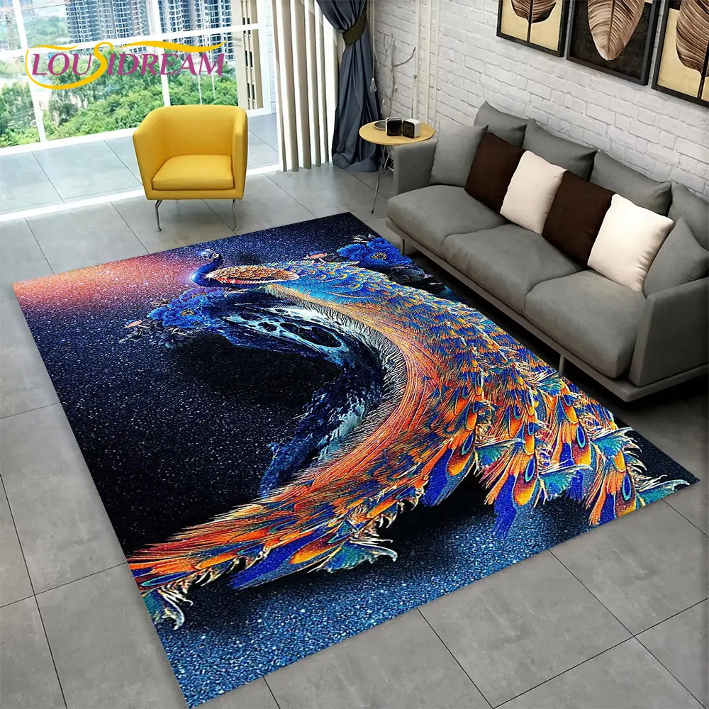 3D 절묘한 공작 동물 지역 러그, 홈 거실 침실 소파 현관 매트 주방 장식, 미끄럼 방지 바닥 매트