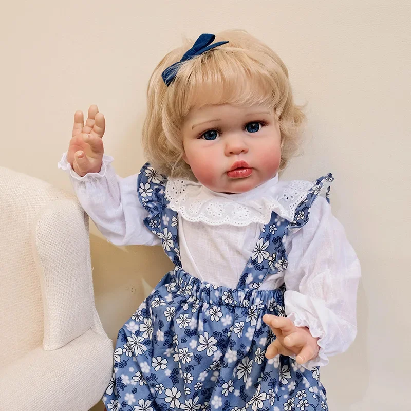 60cm Ellie Cloth Body Toddler Newborn Doll Princess Girl Lifelike Reborn Soft Touch 3D Skin Art Doll with Hand Root Hair