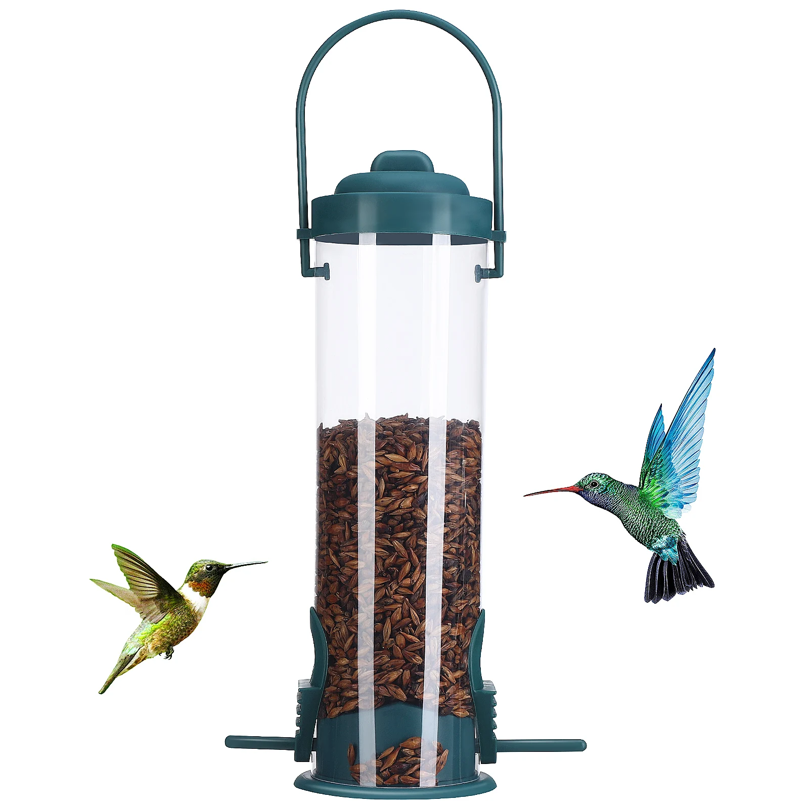 

Hummingbird Feeder 29x14cm Plastic Clear Body Dual Outlets Large Capacity Stable Base Outdoor Hanging Bird Feeders Accessories