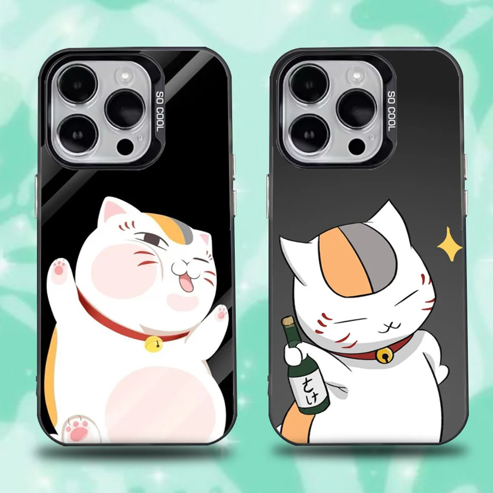 

Natsume yuujinchou Nyanko Phone Case For iPhone 16,15,14,13,12,11,Pro,Max,Plus,Mini,XS,SE Anti Fall Black Matte Hard Bumper