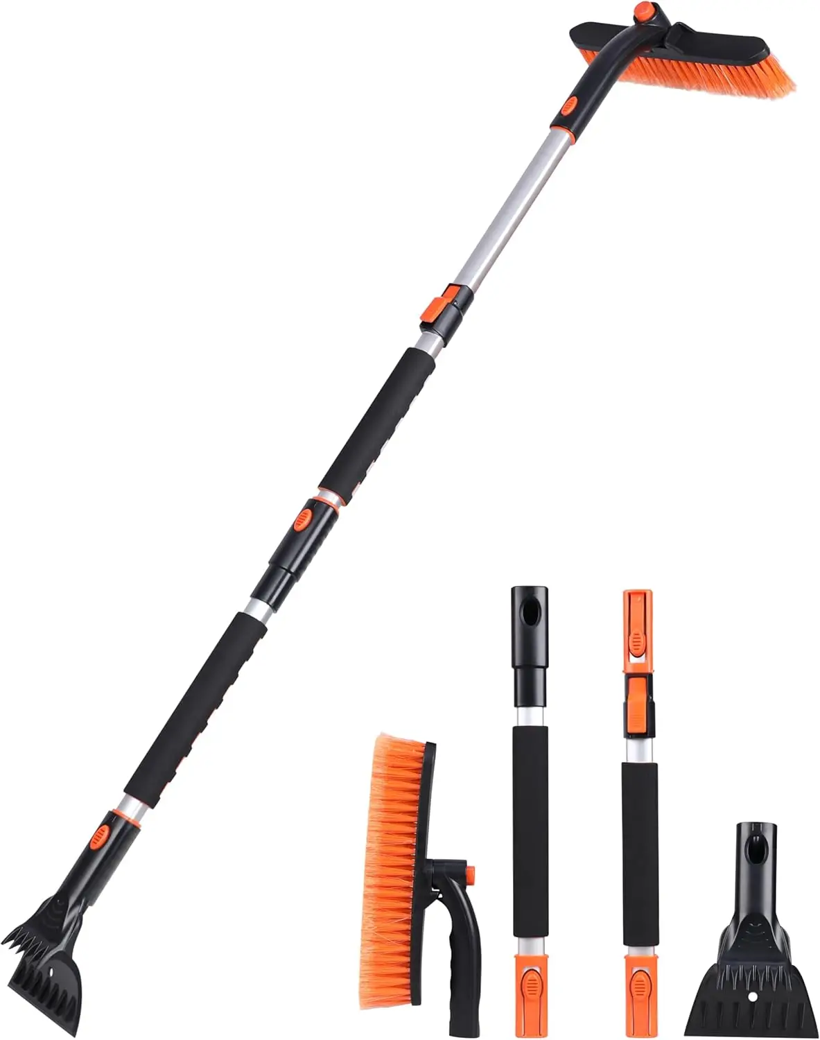 

Extendable 53" 3-in-1 Snow Brush with Ice Scraper for Car Windshield, SUV, Truck - Winter Accessories