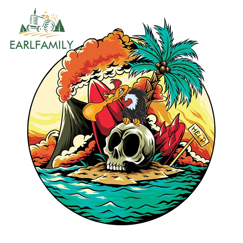 EARLFAMILY 13cm x 11.8cm Deserted Island Stranded Vinyl Cinereous Vulture Car Sticker Bumper Truck Decal Cartoon Car Accessories