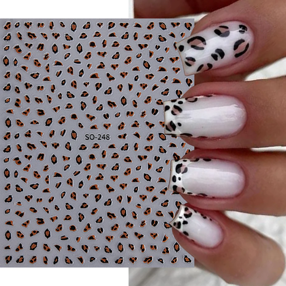 3D Colorful Leopard Print Adhesive Nail Stickers Simple Pattern Nail Decals DIY Manicure Art Decoracion Tips Nail Accessories