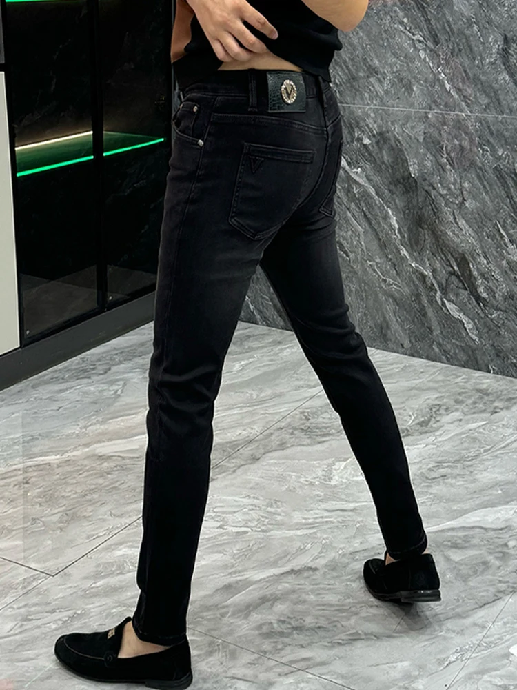 

Slim Fit Bla Jeans Men's Spring Net Version Simple Sli Slimming Ankle-Length Pants European Sle Haome Busin Lon...