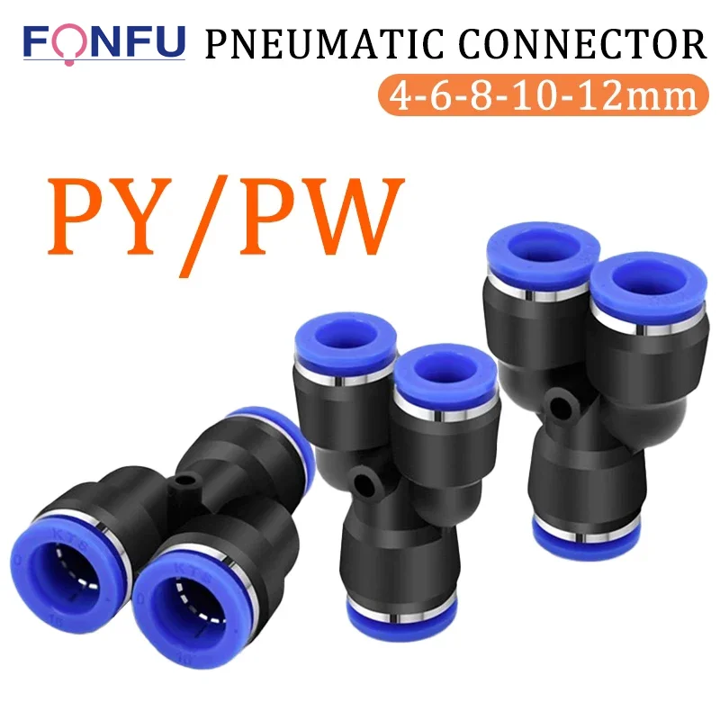 

Pipe Fittings Y Shape Plastic Pneumatic Connector Fitting Quick Push For Air Water Connecting PY PW Connect 4 6mm 8mm 10mm 12mm