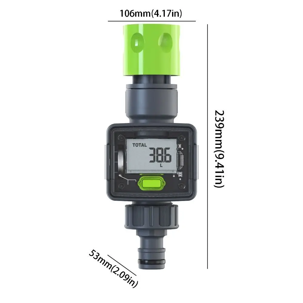 Digital Water Flow Meter 180° Screen-Flip Quick Connectors Water Meter IPX6 Easy To Install Flow Rate Outdoor Garden