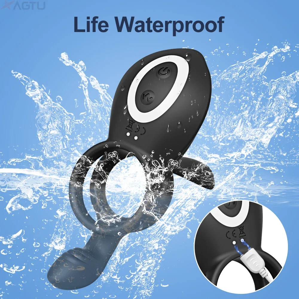 زوجين هزاز الجنس كوكرينج مع محرك مزدوج تأخير القذف Penisring التحكم عن بعد الديك القضيب الدائري الكبار سي لعب للرجال