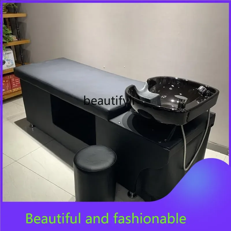 

xxqBarber Shop Hair Salon Shampoo Chair Thai Corpse Pose Massage Shampoo Bed Shampoo Chair Ceramic Basin