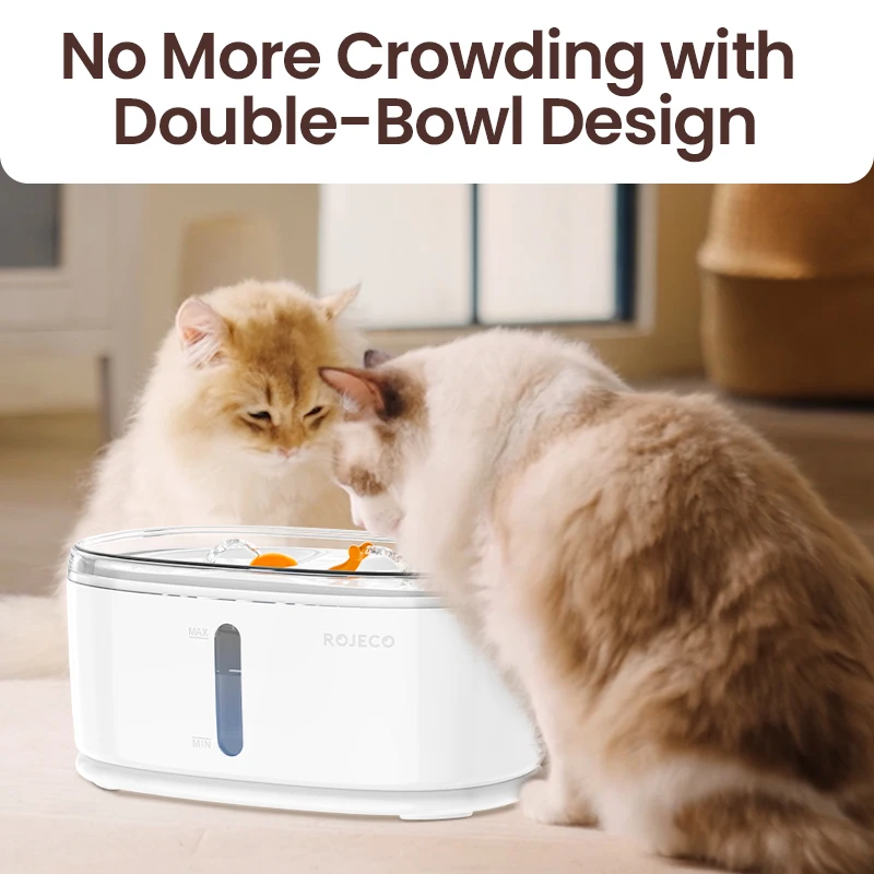 ROJECO Automatic Pet Water Fountain Dual Bowls Cat Water Dispenser Drinker Drinking Fountain For Cats Dog Multiple Pets Supplies