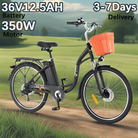 DYU C6 Electric Bicycle 350W Brushless Motor 36V12.5AH Removable Battery E-Bike 26-Inch Tire Vintage Commute Electric Bike