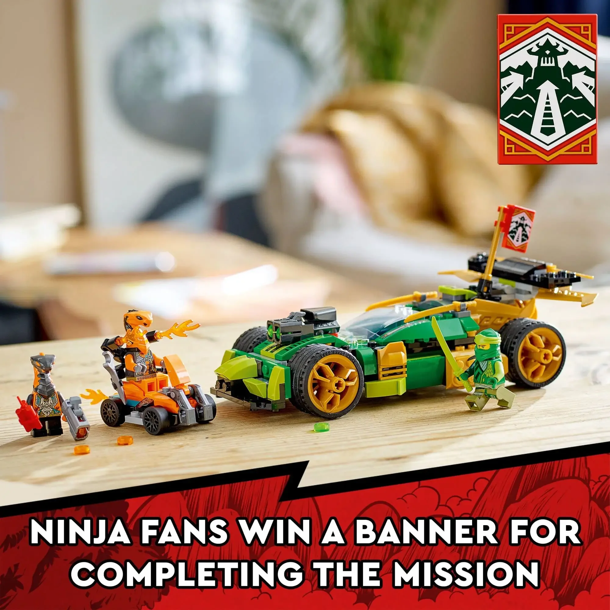 LEGO NINJAGO Lloyd’s Race Car EVO, 71763 Toys with Quad Bike, Cobra & Python Snake Figures, Collectible Mission Banner Set