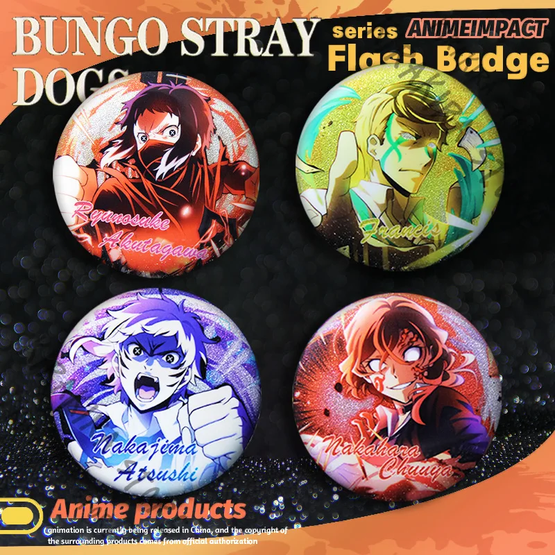 

Bungo Stray Dogs Ryunosuke Akutagawa Double Flash Brooch Nakajima Atsushi Badge Cosplay Emblem Kunikida Doppo Breastpin