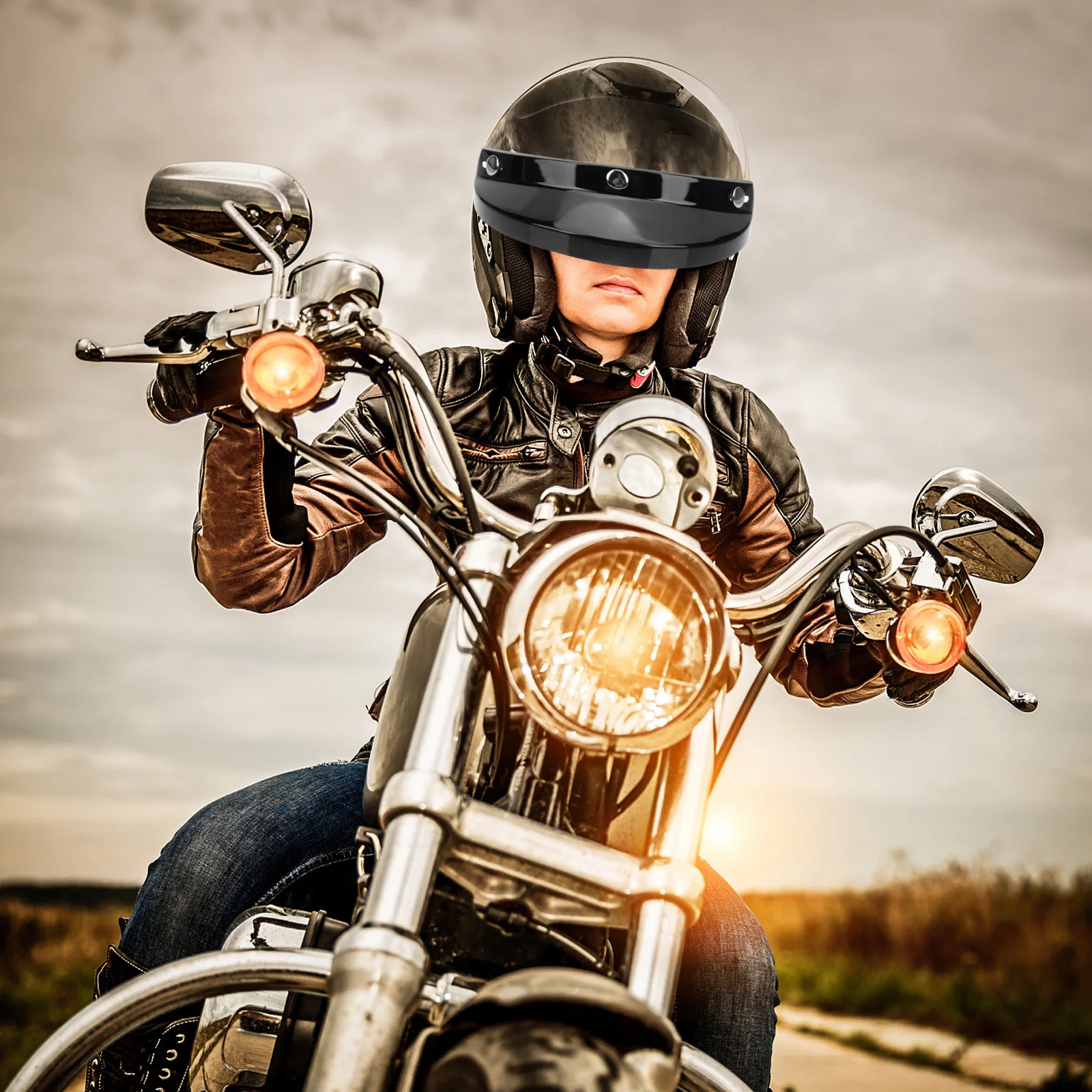 قناع بديل للدراجات النارية، تصميم مقاوم للصدمات، يناسب خوذات الطراز القديم، معدات السلامة الرياضية الخارجية #4