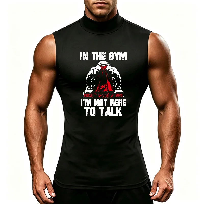 Men Summer Running Vest Elastic Quick Dry Sport Sleeveless Tops Tee Compression Shirt Turtleneck Sportswear Gym Fitness Tank Top