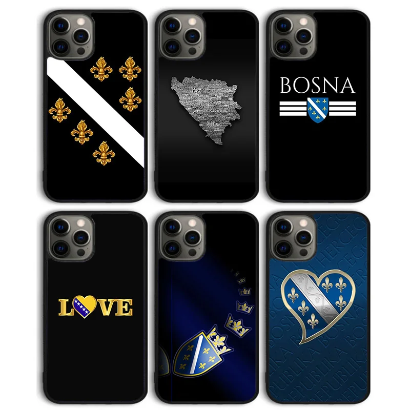 Tylna obudowa telefonu Bosna Hercegovina do iPhone 15 SE2020 14 13 11 12 Pro Max mini XS XR X 8 Plus 7 6S etui Coque