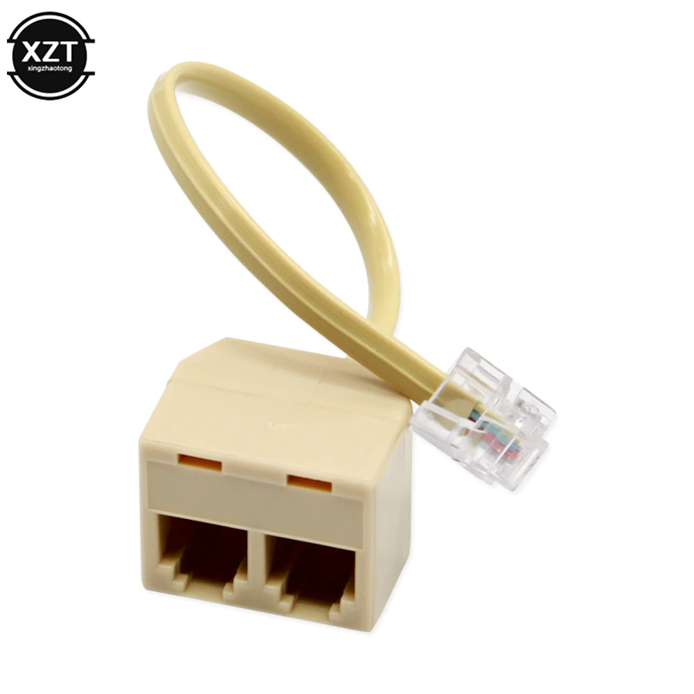 1 Point 2RJ11 Telephone Line Extender Three-Way Adapter Niujiao 1 point 2 Female to Male Telephone Cable Splitter Adapter