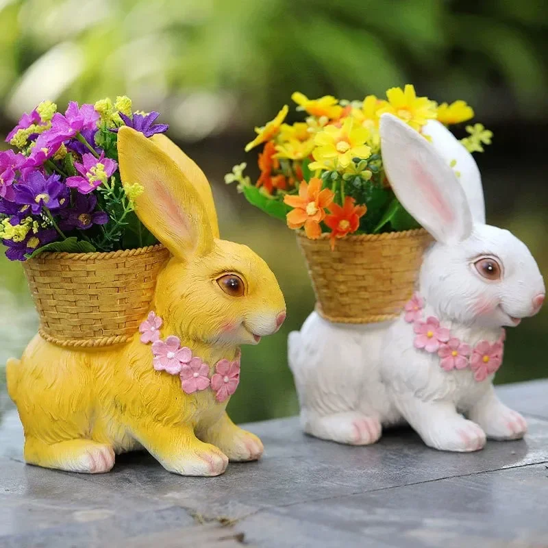 

Bunny Large Diameter Succulent Flower Pot Combination Garden Decoration Decoration Cute Animal Garden Decoration Flower Device