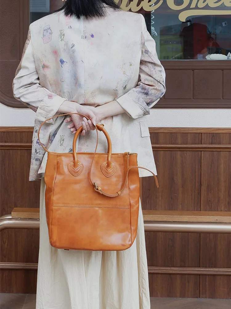 

PNDME vintage designers handmade vegetable tanned cowhide women's tote bag weekend party genuine leather shoulder crossbody bag