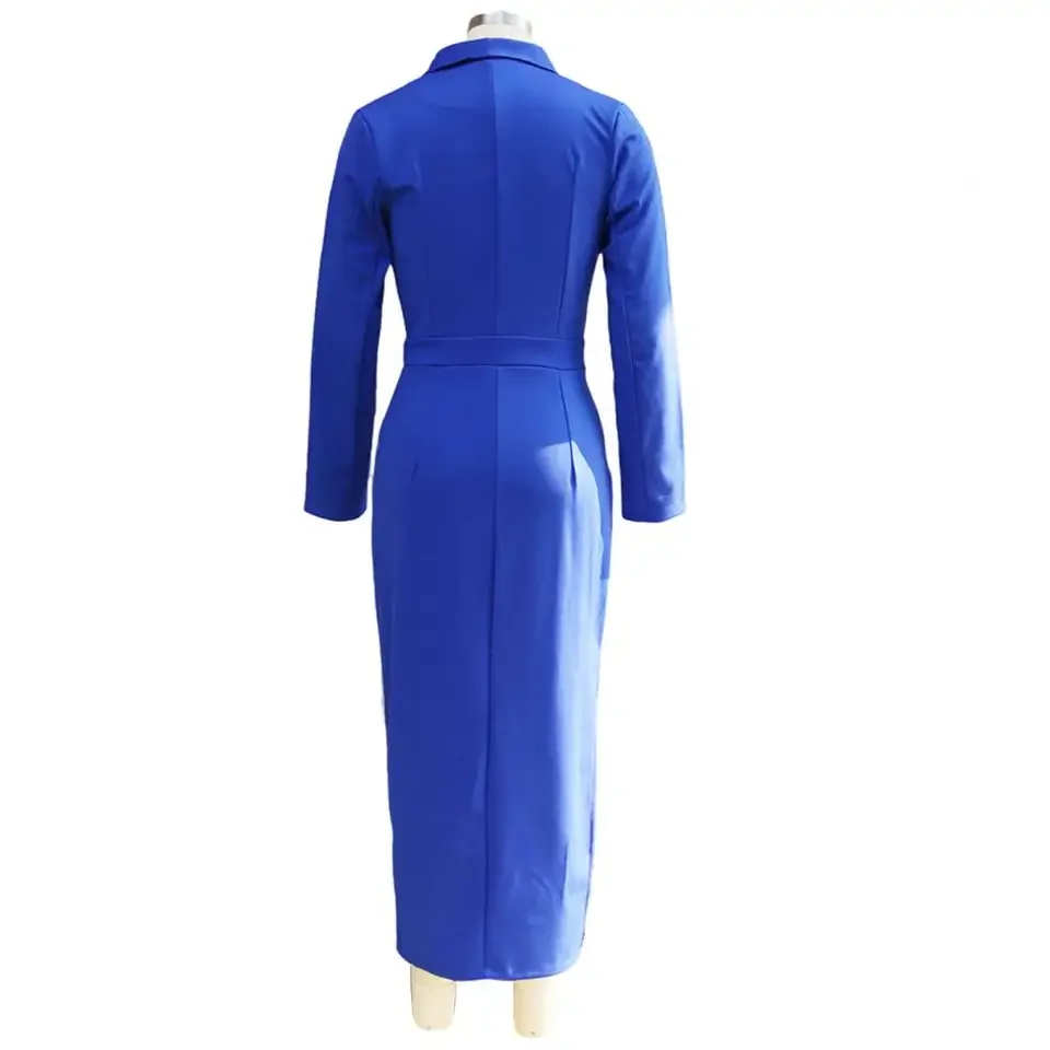 

Woman Clothes Dresses 2026 Spring Bodycon Elegant Evening Dress Autumn Long Sleeve Turn-down Collar Commute Dresses Slit Pencil