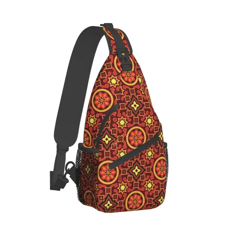 Fashion Sindhi Ethnic Ajrak Patterns Sling Bag for Traveling Men's Pakistan Tribe Art Crossbody Chest Backpack Shoulder Daypack