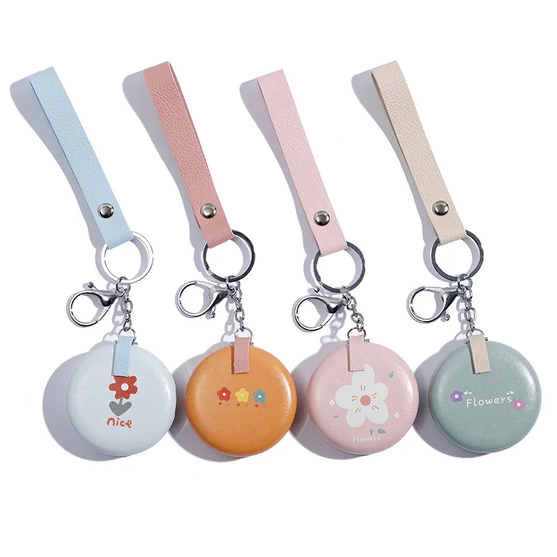 

Portable Mini PU Leather Pocket Makeup Mirror Key Chain Cosmetic Compact Mirrors Double Dual Sides Girl Handheld Gifts