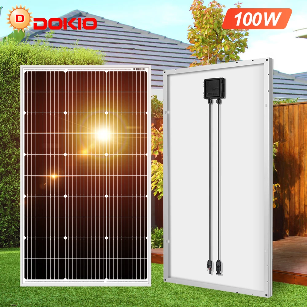 DOKIO UAE Half Price Promotion 18V 100W Rigid Solar Panel China Monocrystalline Silicon Waterproof Solar Panel Charging 12V