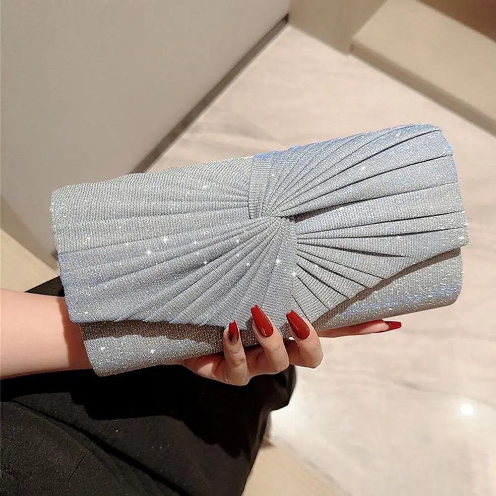 Glitter Silvery Women Sequins Clutch Evening Bags Luxury Party Dinner  Chain Shoulder Bags Female Wedding Banquet Purse Handbags