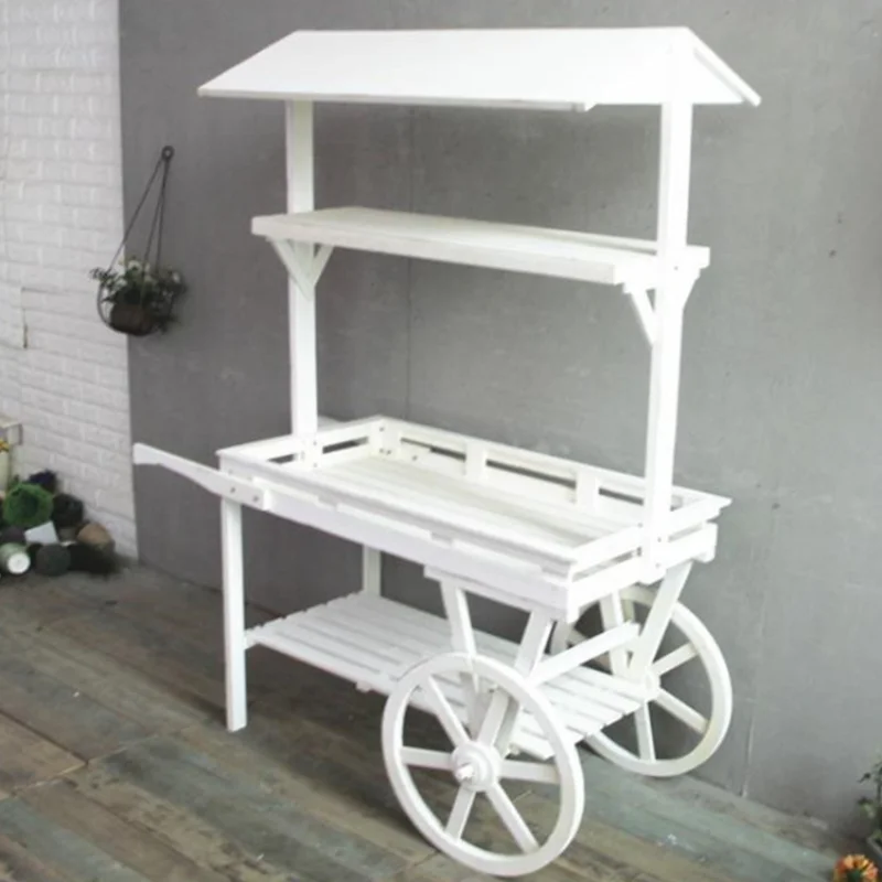 Beautiful white wooden wood cart wheels for party white cart events rent birthday wedding kids candy flower white wooden cart