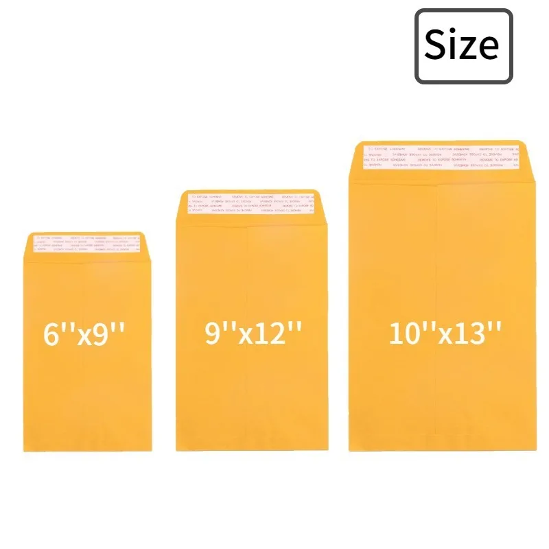 Gift Envelope Golden Yellow Kraft Envelopes Self Adhesive Packaging Envelopes Business Office Supplies Document Package 100PCS