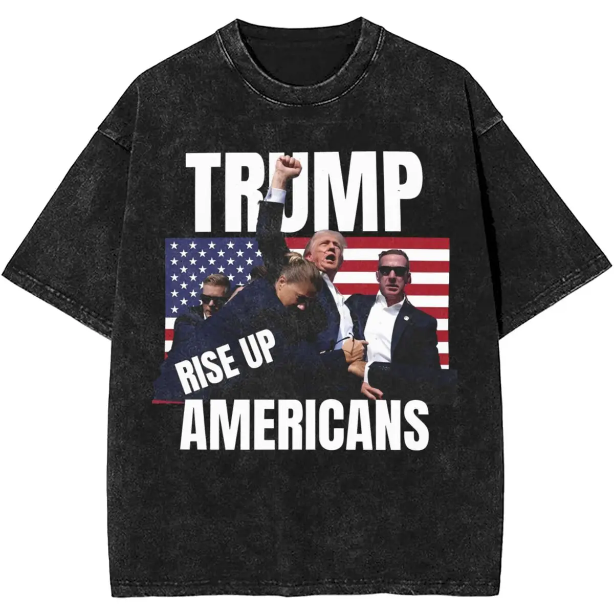 Trump Rally Shot T Shirt Streetwear for Men Women 2024 President Vintage T-Shirt Hiphop Streetwear