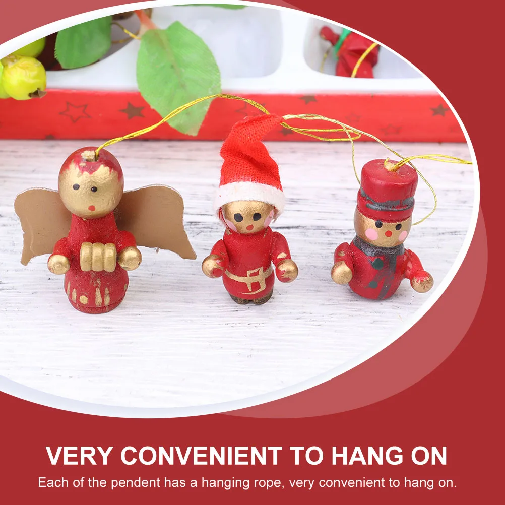 

24 Pcs Small Wooden Pendant Xmas Hanging Crafts Creative Ornaments Christmas Pendants for Decoration Decorate Adornment Lovely