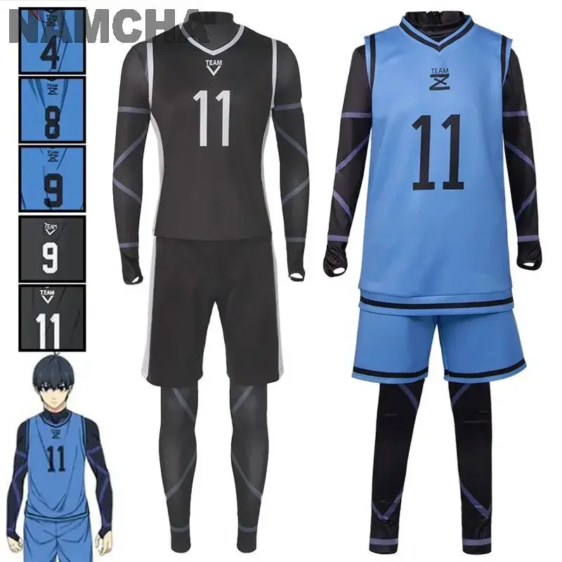 Blue Lock Anime Cosplay Costume Isagi Yoichi Nagi Chigiri Rensuke Kunigami Bachira Megur Jumpsuit Football Club Sportswear Wig M