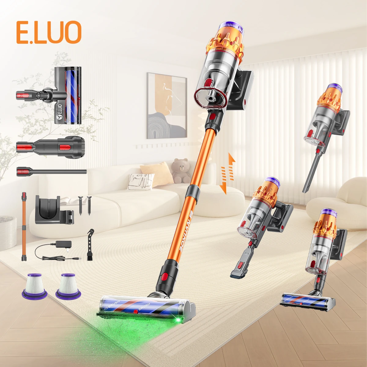 

Wireless vacuum cleaner, handheld vacuum cleaner, brushless motor, LED display screen, dustproof light, intelligent mode, household floor, carpet, pet hair, car cleaning