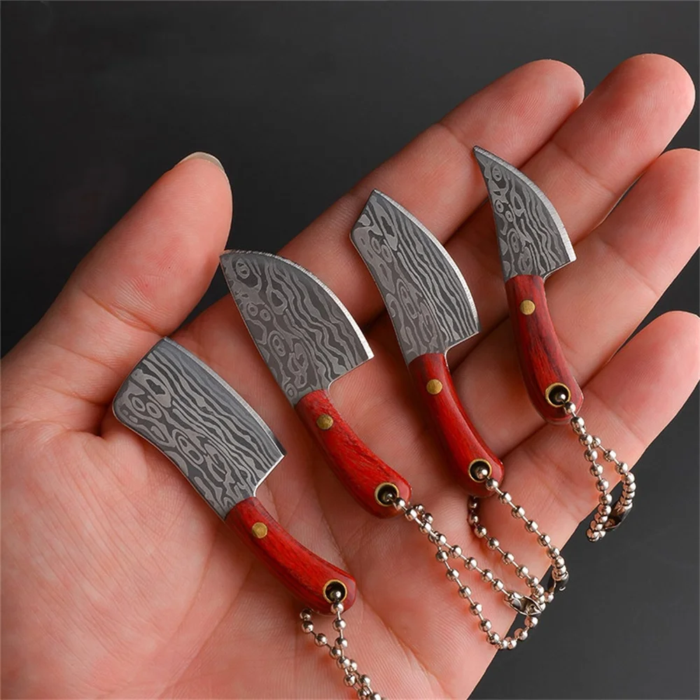 1Pcs Cute Keychain Pendant Tool User-Friendly Pocket Leather Cover Portable Peeler Stylish Stainless Steel Knife for Backpacking