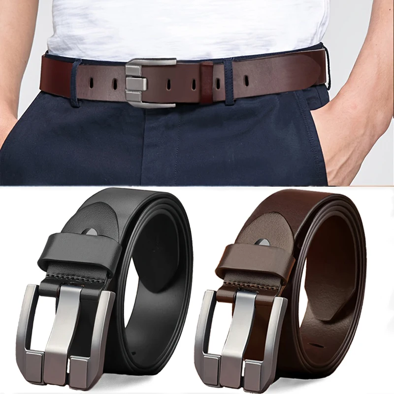 Personalized Men's Alloy Pin Buckle Belt Fashionable Retro Men's Casual Pants PU Belt To Give Father And Boyfriend Holiday Gifts