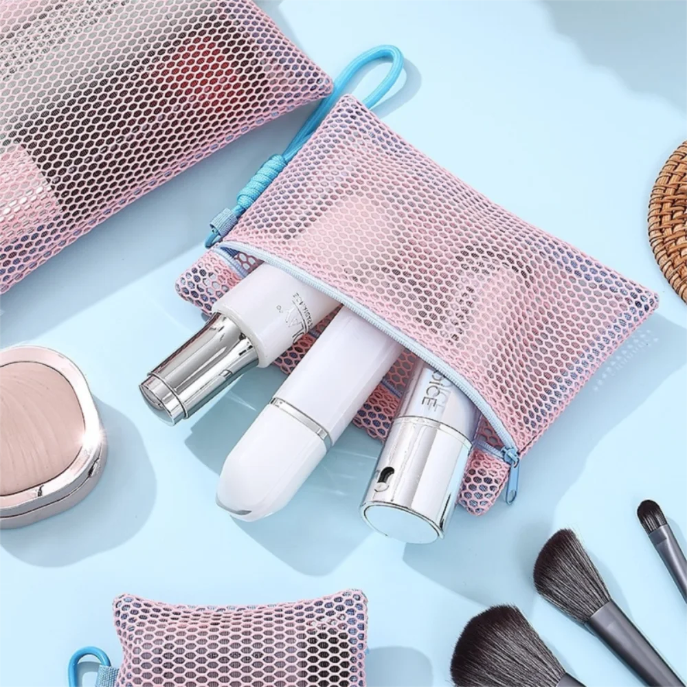 

Handle Nylon Makeup Bag Lightweight Transparent Portable Makeup Pouch Multi-purpose Coin Purse Square Toiletry Bag Lipstick