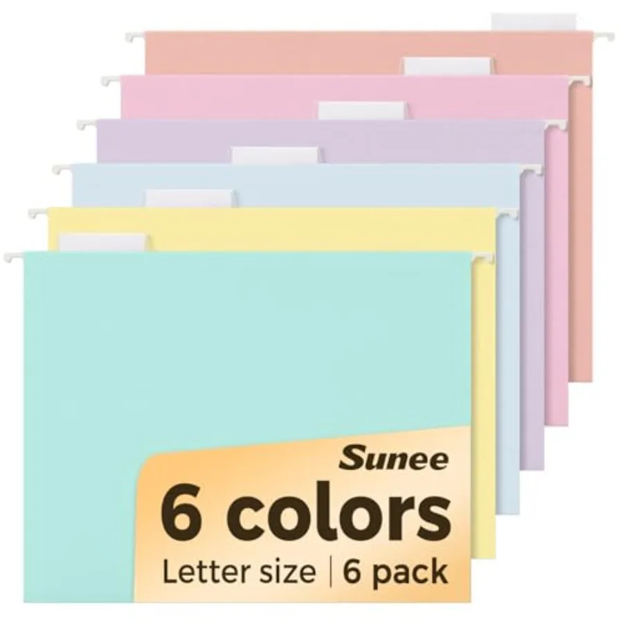 

6 Pack Hanging File Folders, Hanging File Folders Letter Size with 1/5-cut Tabs, Assorted s Folders, Stay Organized for Your Ho