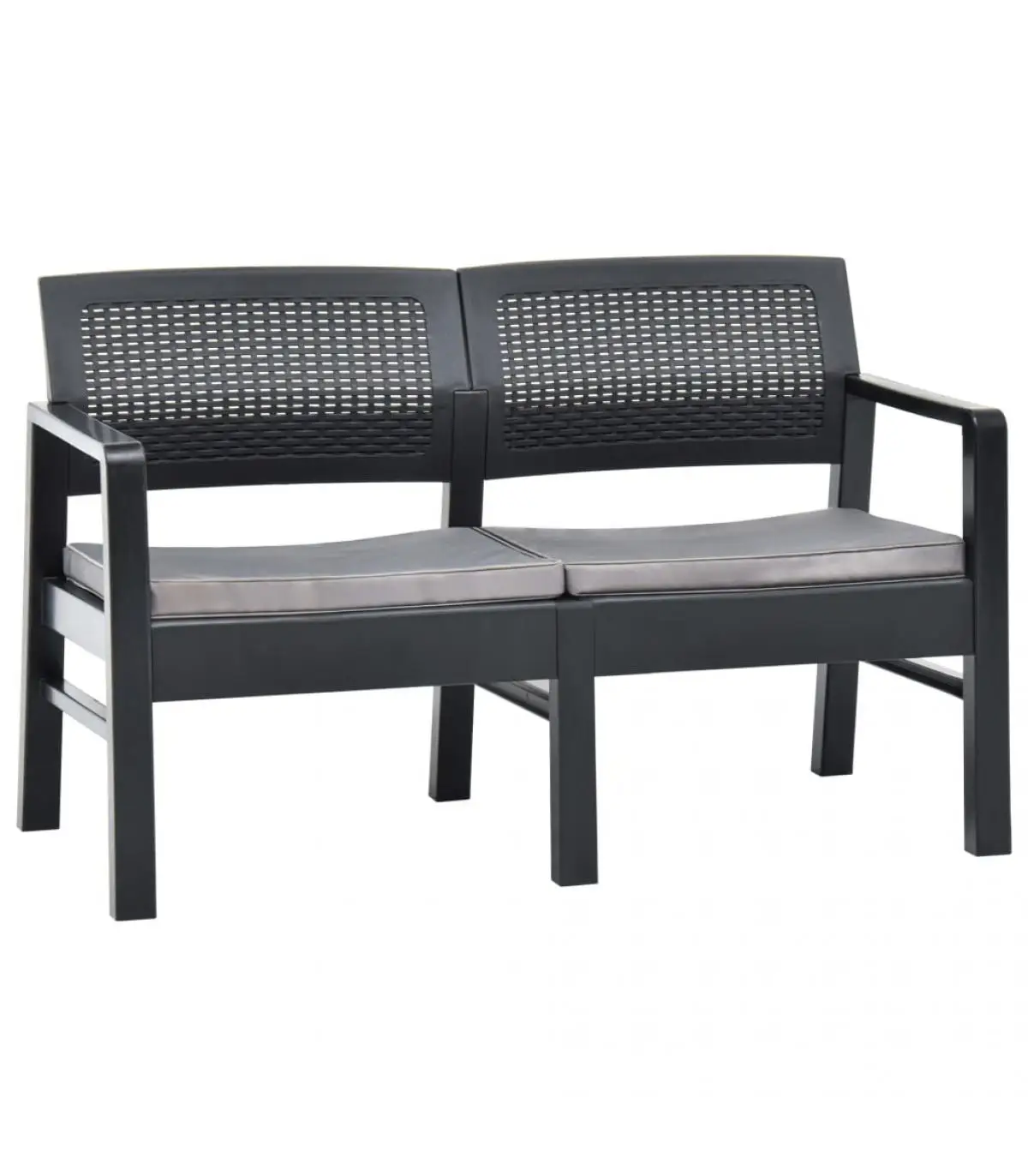 Garden benches Garden Bench 2 seats and cushions plastic anthracite gray 120 cm