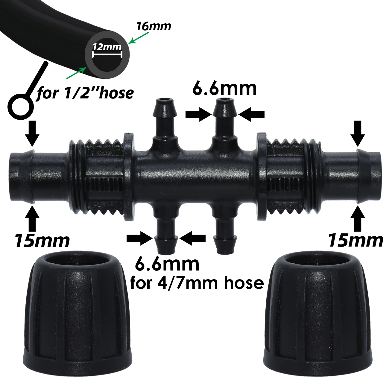 KESLA 10-50 Stück 16mm 1/2 Zoll Schlauch Garten-Tropfbewässerung Wasseradapter Verbinder 6-Wege auf 1/4'' 4/7mm Mikroschlauch-Kupplung – Detail 6