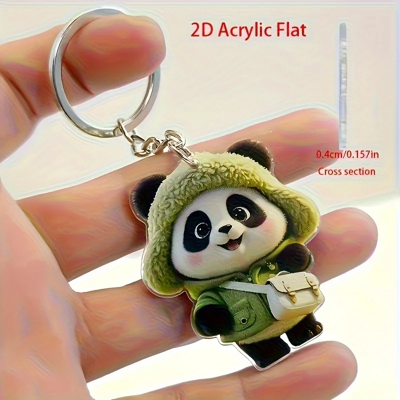 5sets Kawaii Panda Keychain Including 2D Pendant & Thank You Cards & Gift Yarn Bags Party Souvenirs For Friends Women Family